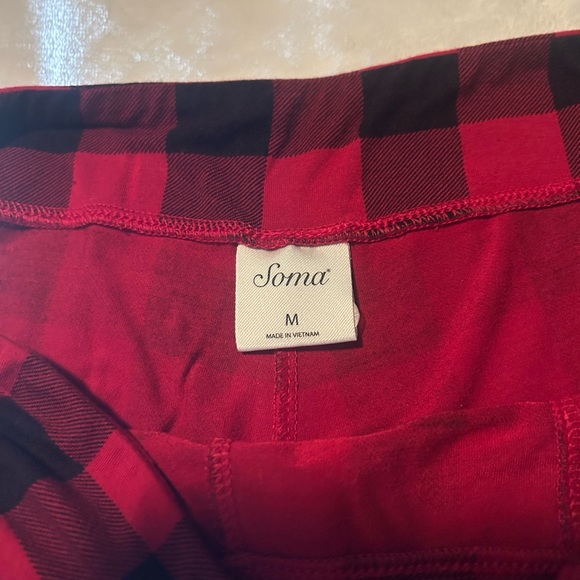 Soma Cool Nights Buffalo Plaid Red and Black Check Pajama Set Sz M. - Picture 3 of 10
